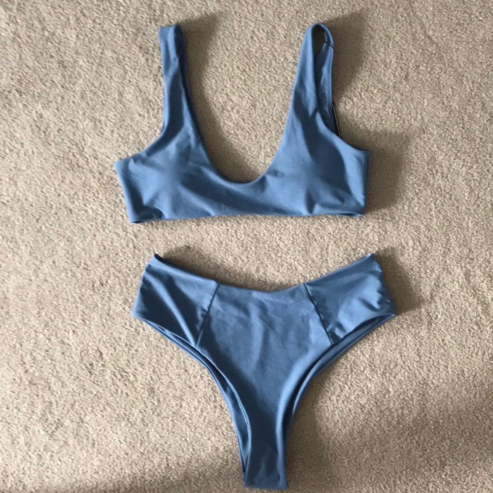 NEVER WORN LIGHT BLUE HIGH WAISTED BIKINI